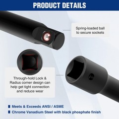 3-PCS 3/8″ Drive Impact Extension Bar Set 3” 5” and 10” Length Socket Extensions