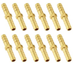 12Pcs 1/4 Inch Brass Hose Barb Fittings, Metal Splicer Mender Inch,