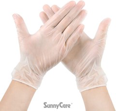 SunnyCare #7803 Vinyl Disposable Gloves Powder Free (Latex Nitrile Free) Large