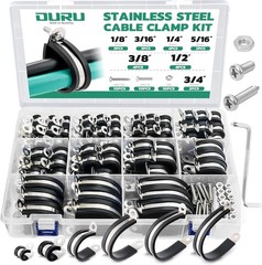 150PCS Cable Clamps with Screws Assortment Kit 304 Stainless Steel Insulated