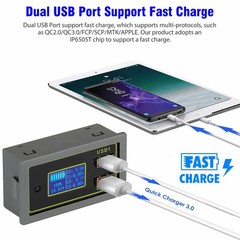 12V 24V Dual USB DC LED Digital Display Car Automotive Voltmeter Battery Monitor