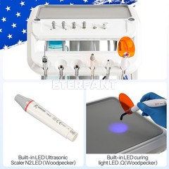 Dental Portable Mobile Cart Delivery Unit System 4Holes with Air Compressor US