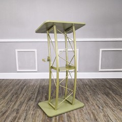 Light Green Hue Gold Color Curved Podium Church Podium Truss Metal Wood Pulpit