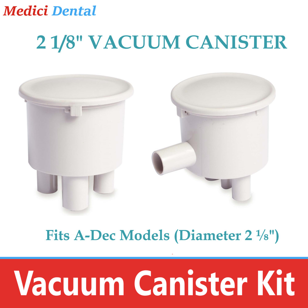 Dental A-Dec Model Central Vacuum Canister Type A 2 1/8″ Side Port /Bottom Port