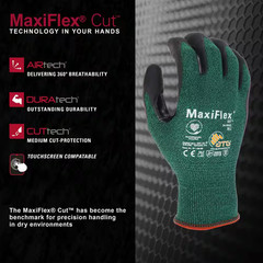 Maxiflex Cut Men’S Medium Green ANSI 2 Abrasion Resistant Nitrile-Coated Work Gl