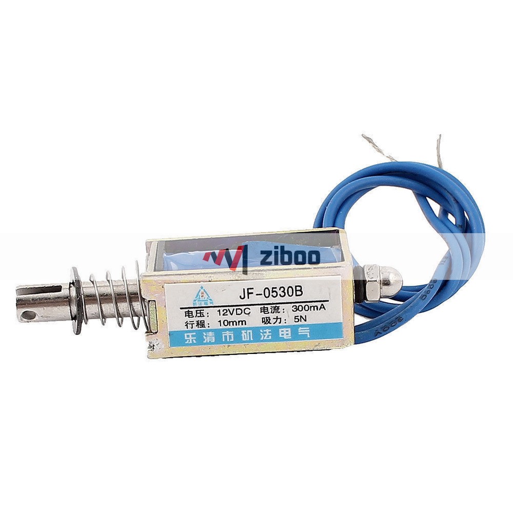 JF-0530B DC12V 300 mA 5N/10 mm Pull Push Type Open Frame Solenoid Electromagnet✦