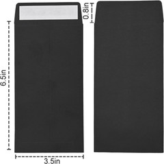Cash Envelopes – 100 Packs, 3.5×6.5 Inches, Black, Colored, Suitable for Budgets