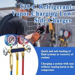 Vapor Charging Low Side Charger for R-410A Gauge, 1/4” Male/Female Fitting, Liq