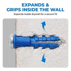 Drywall Anchors and Screws Kit with Drill Bit – 100 Anchors & 100 Screws for …