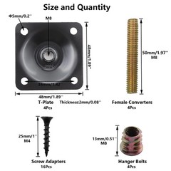4PCS Leg Mounting Plate,TTZEZE Heavy Duty Top Plate for Leg,Leg Attachment Pl…