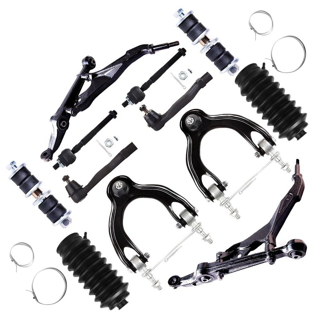 12pcs Suspension Kit w/ Control Arms Sway Bar Links Tie Rod Ends Boots