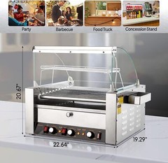 ROVSUN Electric 18/30 Hot Dog 7/11 Roller Grill Cooker Machine Cover Bun Warmer