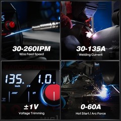 ARCCAPTAIN MIG Welder 135A 3-in-1 Flux Core Gasless MIG/Lift TIG/Stick LED 110V