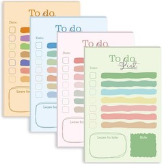 Gallasys 4 Packs to Do List Notepad, 200 Sheets 3.9 x 5.9 inches, Multicolour