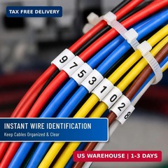 Premium Wire Marker Book Numbered 1-45 for Cable Management, Vinyl-Coated, High-