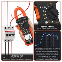 Digital TRMS Clamp Meter 600V AC/DC 400A 40MΩ 26mm 4000C Data Hold Backlight