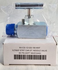 1/2″ MNPT x 1/2″ FNPT Steel Needle Valve (6000 Psi) NV-CS-1/2-GS-180-MXF