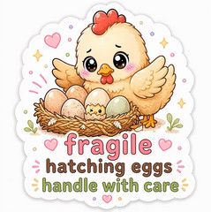 100 Chicken Hatching Eggs 3 inch Stickers
