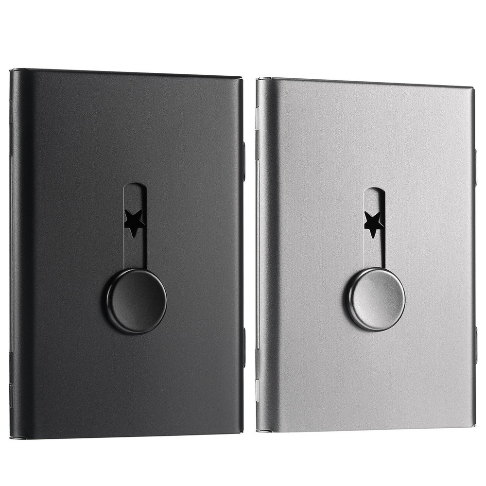 2 Pack Thumb Drive Business Card Holder Stainless Steel Slide Out Name Card Case