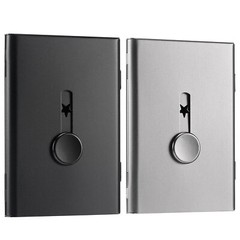 2 Pack Thumb Drive Business Card Holder Stainless Steel Slide Out Name Card Case