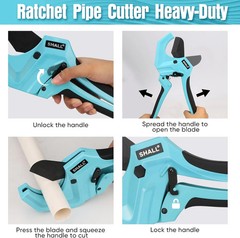 SHALL PVC Pipe Cutter, Cuts up to 2-1/2″, Heavy-Duty Aluminum Ratchet Pipe Cutte