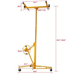 FOREOCELIV 11ft Drywall Lift Panel Hoist Jack Lifter 150 lbs Ceiling Wall Yellow
