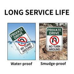 Large Private Drive, No Turn Around Sign, 18″x 18” x 12”, Brushed Aluminum