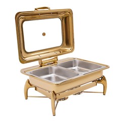 Gold 9QT Roll Top Chafing Dish Buffet Set Stainless Steel with Fuel Holder Home~