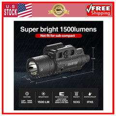 1500Lm Slidable Pistol Light and Green Beam Combo with Strobe/Momentary, Recharg