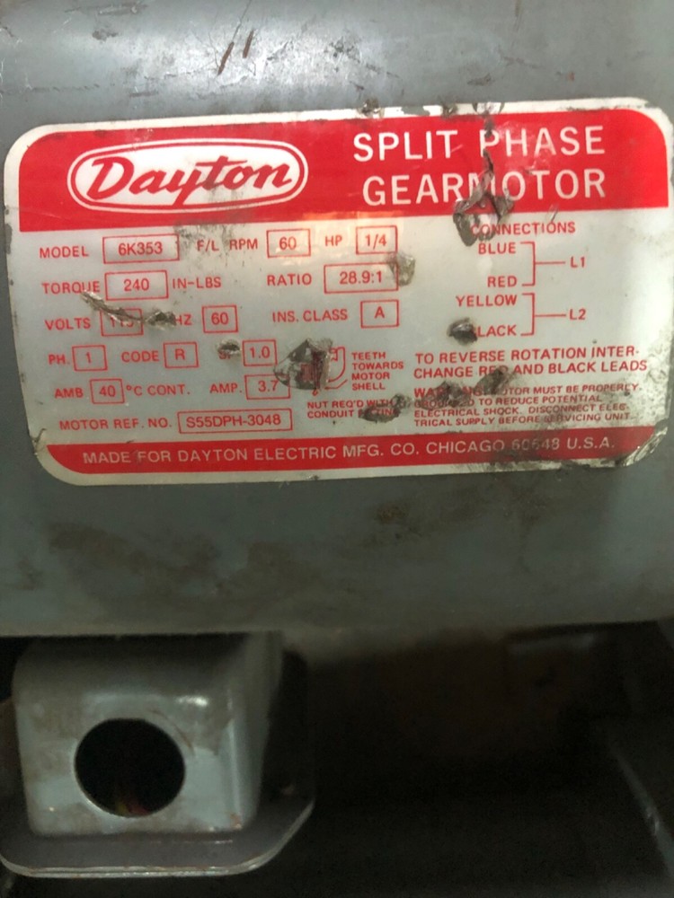 Dayton 6K353 Ac Gearmotor, 500.0 In-Lb Max. Torque, 27 Rpm Nameplate Rpm, 115V