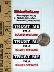 3 – Scraper Operator Trust Me Tool Box Hard Hat Helmet Sticker H491