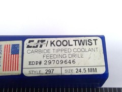 NEW 24.5mm CJT Kool Twist Cemented Carbide Drill OAL 8.000″ 29709646 Style297