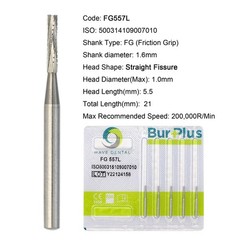 Wave Dental Surgical Burs 25mm Carbide Bur Friction Grip FG Straight Fissure 557