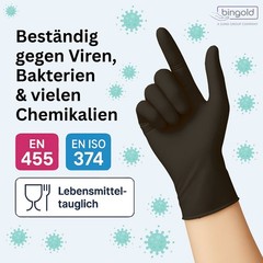 Bingold Disposable Gloves Nitrile 35BLACK, Black M Box Cleaning Gloves