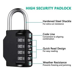 1pc Combination Lock Resettable 4 Digit Padlock with Combination Waterproof