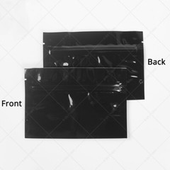 Many Sizes Glossy Black Foil Mylar Stand Up Zip Lock Pouch Bag w/ Tear Notches