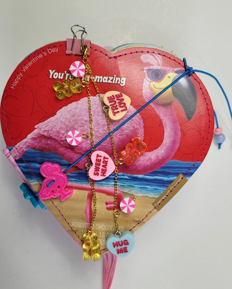 Handmade Junk Journal Heart Shaped Valentine’s – Flamingo