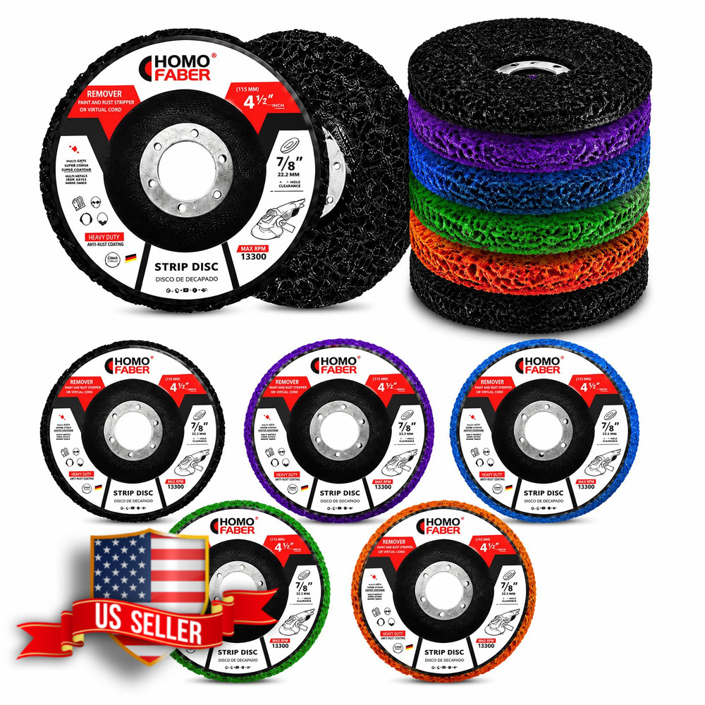HOMO FABER 12 Pack 4.5″ Strip Discs 7/8″ Arbor Grit 46 Sanding Discs