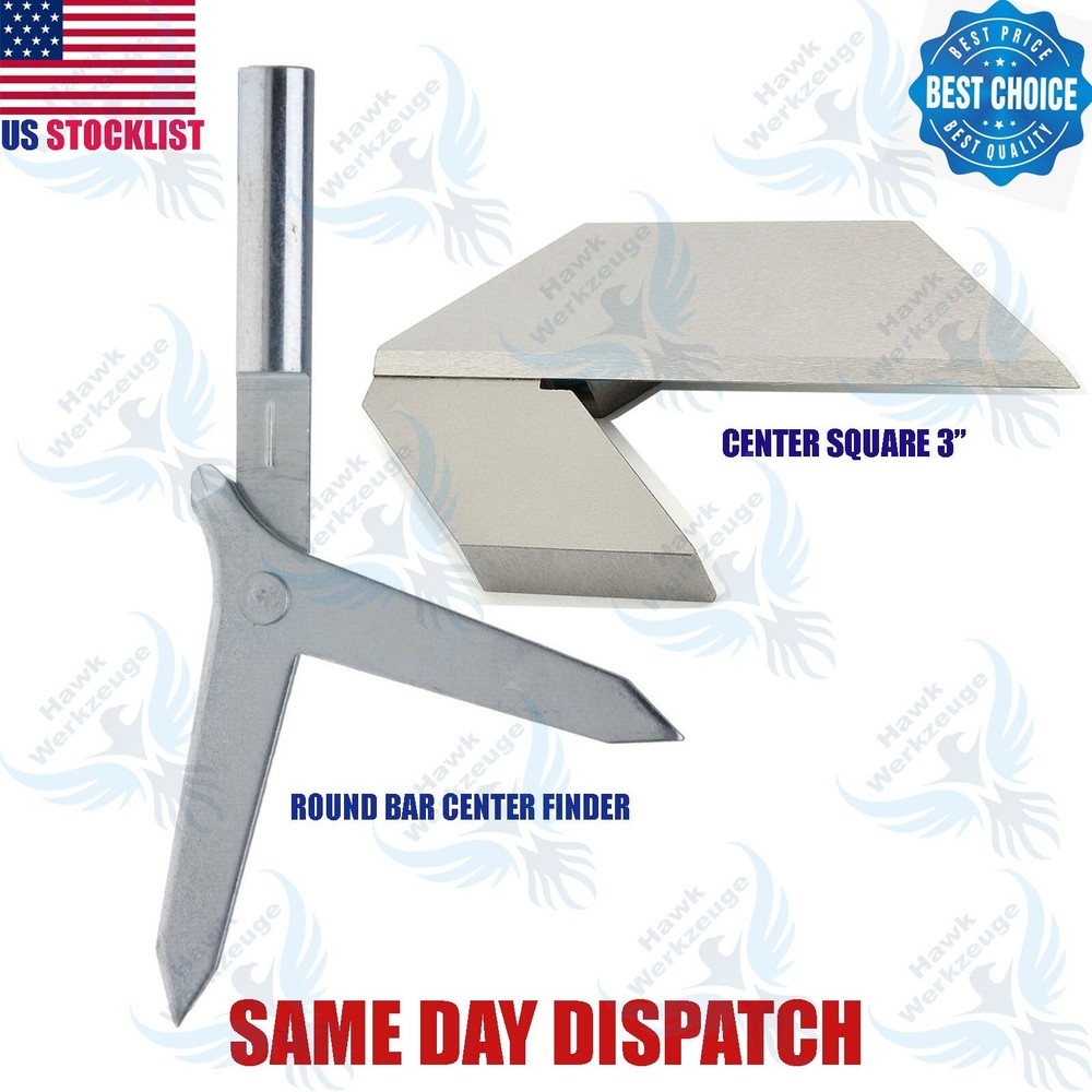Round Work Piece Center Finder Tool 3/8″ Shank With Machinist Center Square 3″