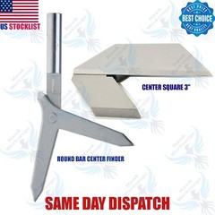 Round Work Piece Center Finder Tool 3/8″ Shank With Machinist Center Square 3″