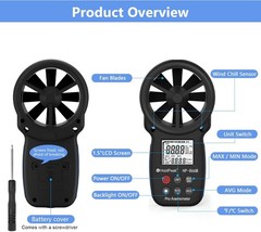 HoldPeak 866B Digital Anemometer – Wind Speed CFM Meter
