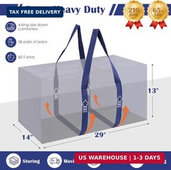 6 Pack Moving Bags with Full-Open Side Zipper, Extra Large 93L Heavy Duty Waterp