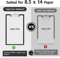 Plastic Legal Size Clipboard, Clear 8.5 X 14 Clip Boards | Size 9 X 15 In, Long