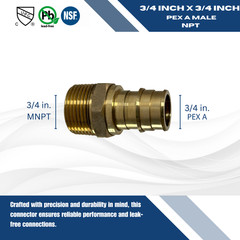 25 PCS 3/4″ PEX A X 3/4″ MALE NPT EXPANSION ADAPTER, 3/4 PEX A MALE ADAPTET