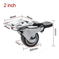 1 & 2 inch swivel caster wheels 4pcs soft rubber with brake universal trolley