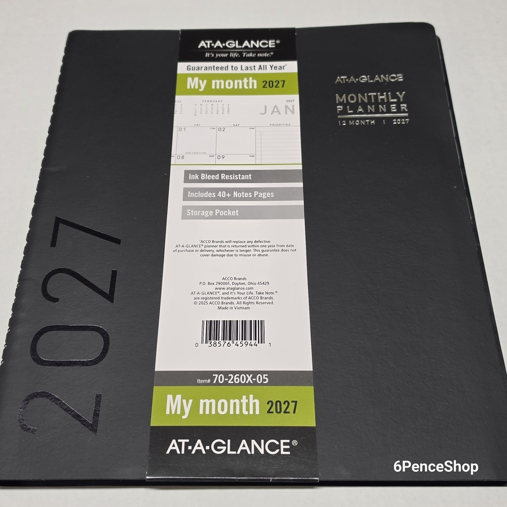 ATAGLANCE 2027 Planner, Monthly, 9″ x 11″, Contemporary, Black 70260X0527
