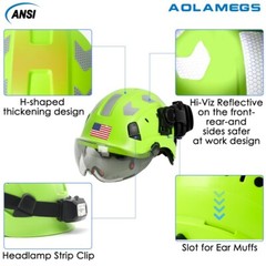 CE Construction Safety Helmet With Visor Built In Goggles Earmuffs ANSI Hard Hat