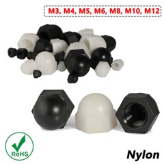 Black White Nylon Acorn Nuts Plastic Hex Dome Nut M3 M4 M5 M6 M10 M12 DIN 1587