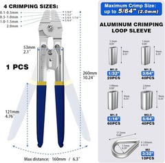 Sanuke Wire Rope Crimping Swaging Tool Cable 10.24 inches, Silver/Metallic