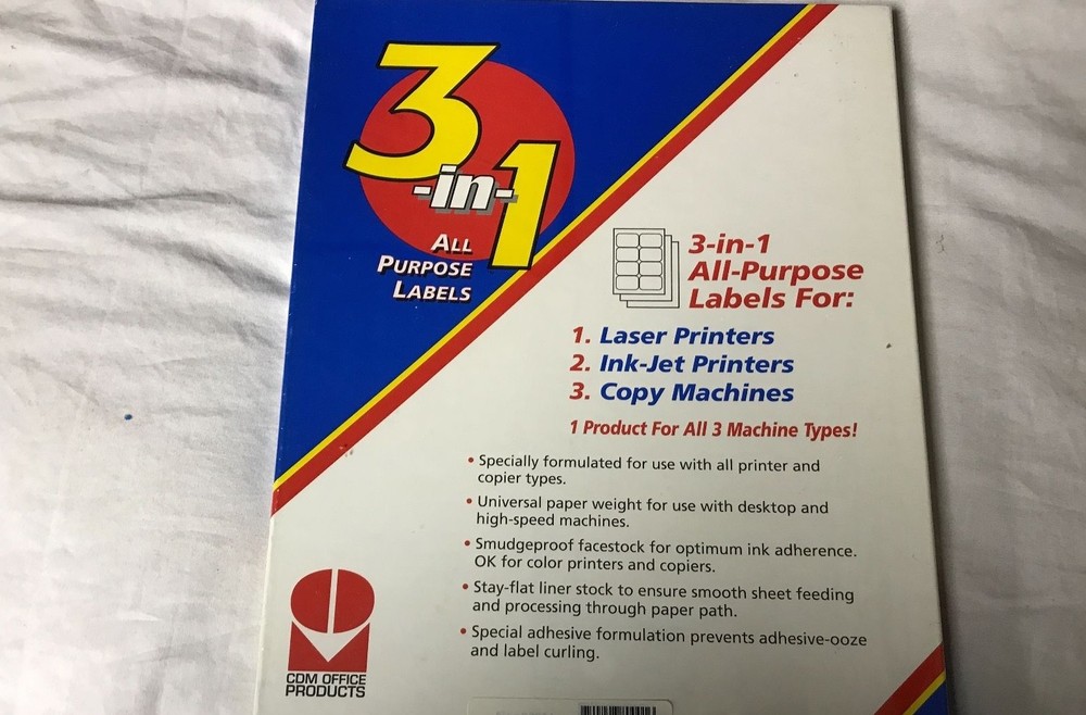 CDM Office Products 3-in-1 All Purpose Labels100 Pack 3-1/3″ x 4″ Label White